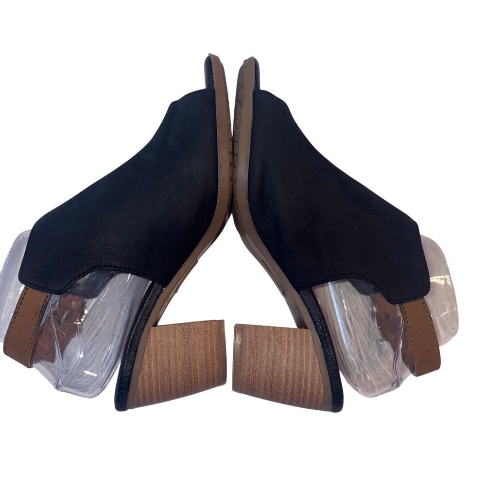 Eurosoft Cidra Women's Black & Tan Peep Toe Slingback Sandals size 8